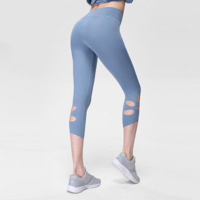 Yoga Leggings Women High Elasticity Sports Cropped Pants Quick Dry Gym Running Capris Fitness Cutout Yoga Female Tights NVYJ43