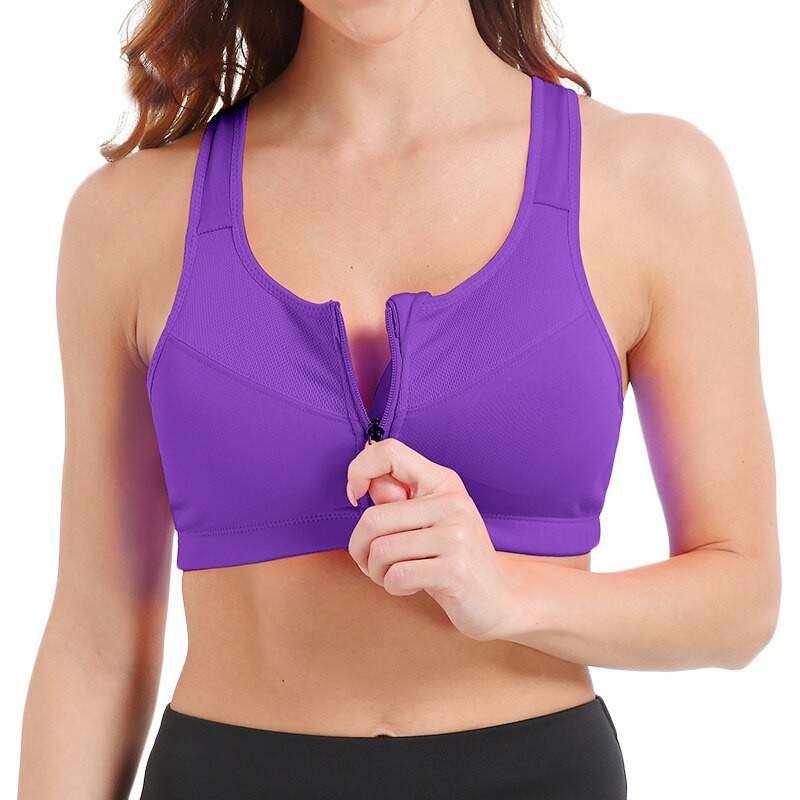 Top sportowy biustonosz do jogi kamizelka do biegania bielizna damska biustonosz Push Up seksowna odziez sportowa Fitness Crop zamek blyskawiczny z przobiustonosze sportowe