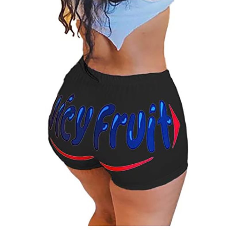 Casual 3D Print Shorts Butt Lifting Sports Biker Shorts at Women